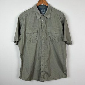 Kuhl Eluxur Shirt Mens XL Green‎ Stripe Short Sleeve Button Up Lightweight Flaws